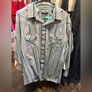 Karman Silver Collection Vintage Western Pearl Snap Button Down Shirt XL